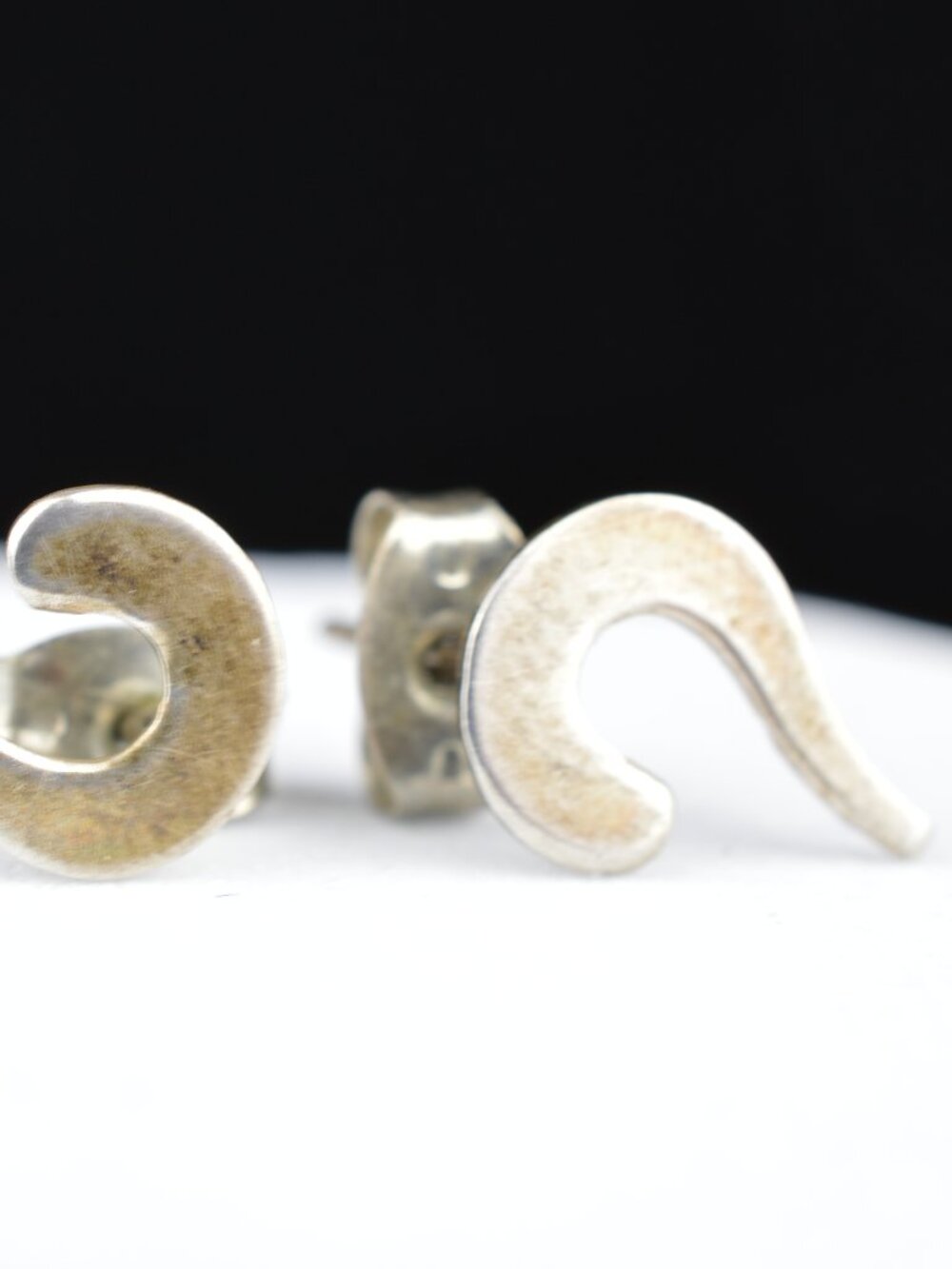 Vintage Sterling Silver Swirl Stud Earrings Modernist 925 Post Minimalist Scroll